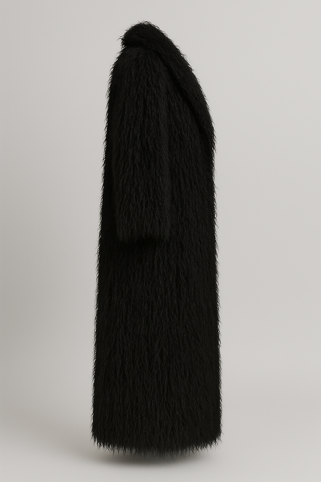 Black Shaggy Long Faux Fur Coat