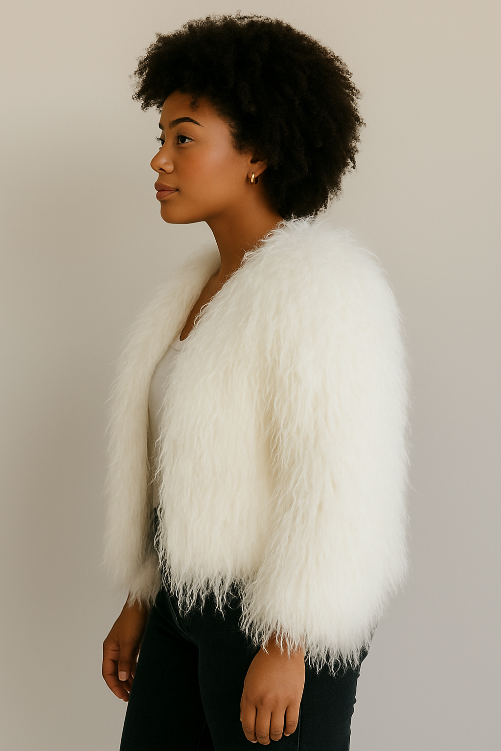Ivory Luxe Shaggy Faux Fur Jacket