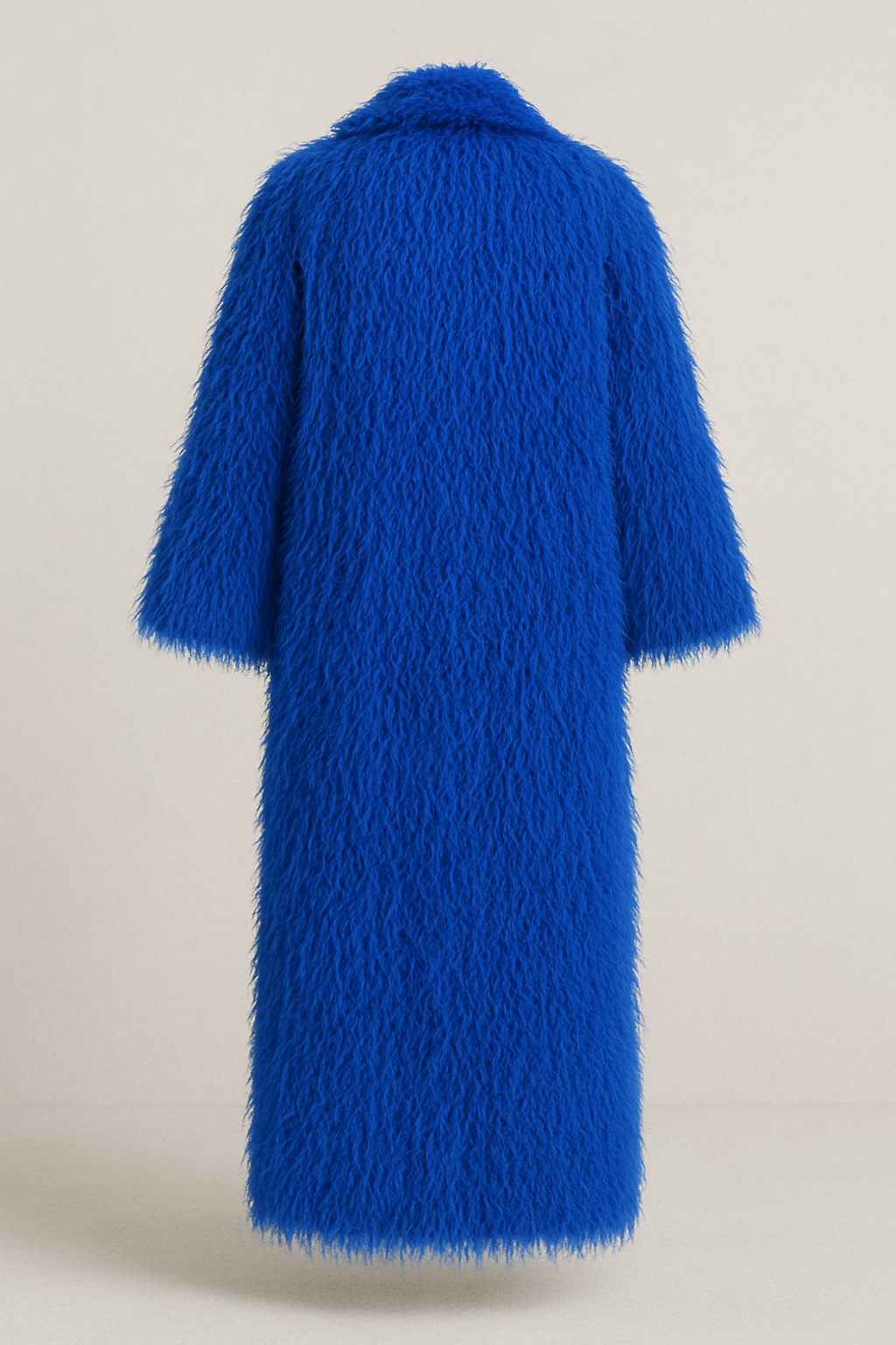 Royal Blue Long Shaggy Faux Fur Coat