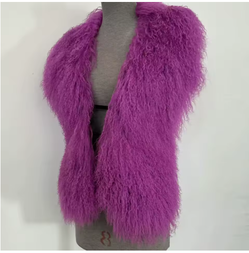 Grape Mongolian Wool Halter Vest