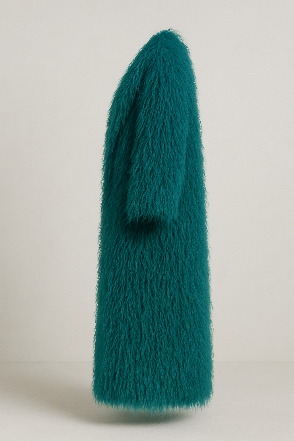 Teal Faux Fur Shaggy Long Coat