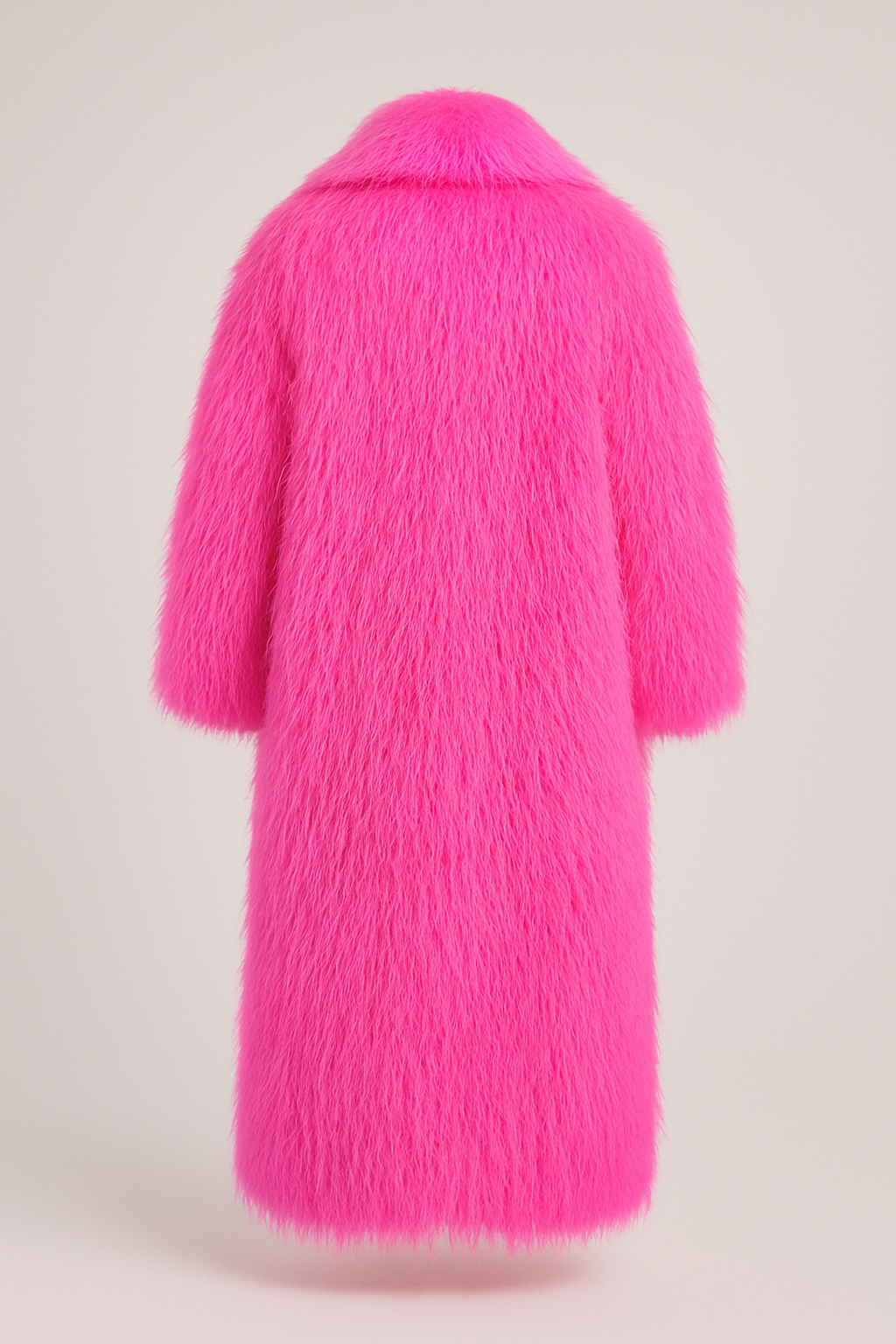 Bubblegum Pink Faux Fur Shaggy Long Coat