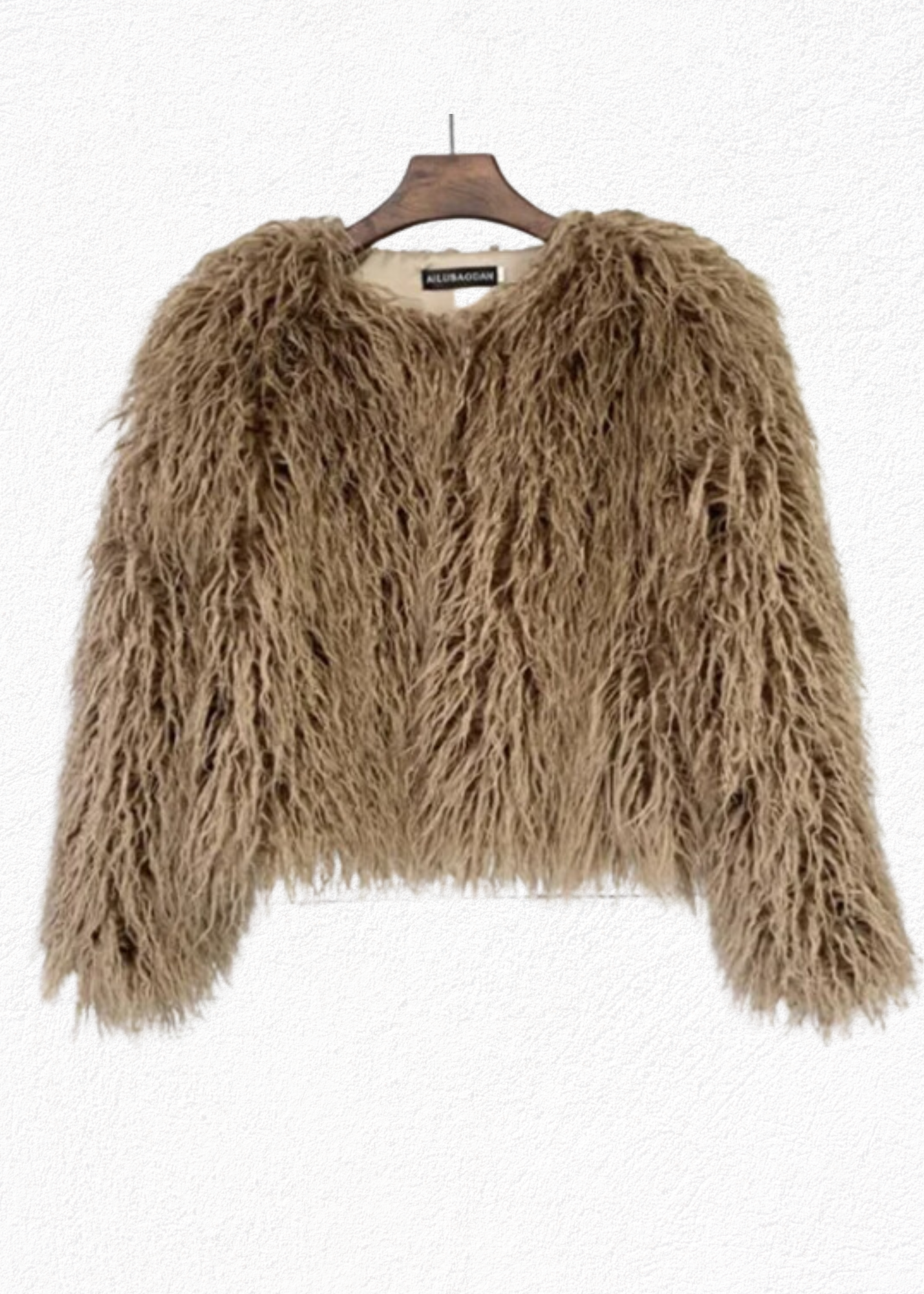 Camel Shaggy Cropped Jacket