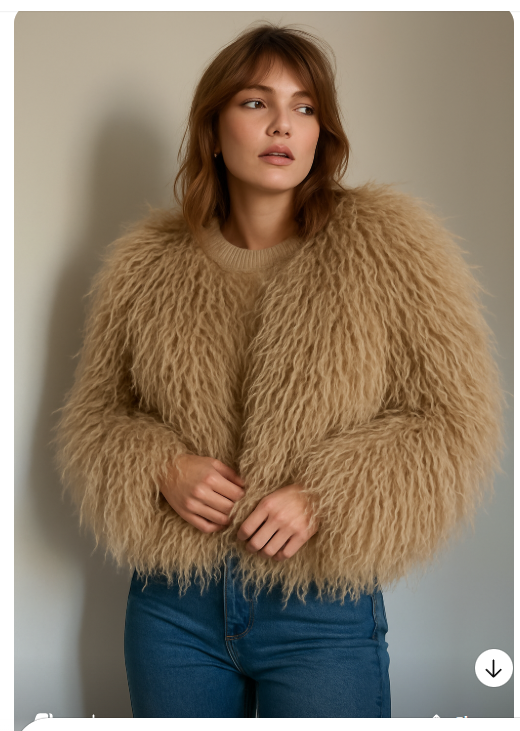 Camel Shaggy Cropped Jacket