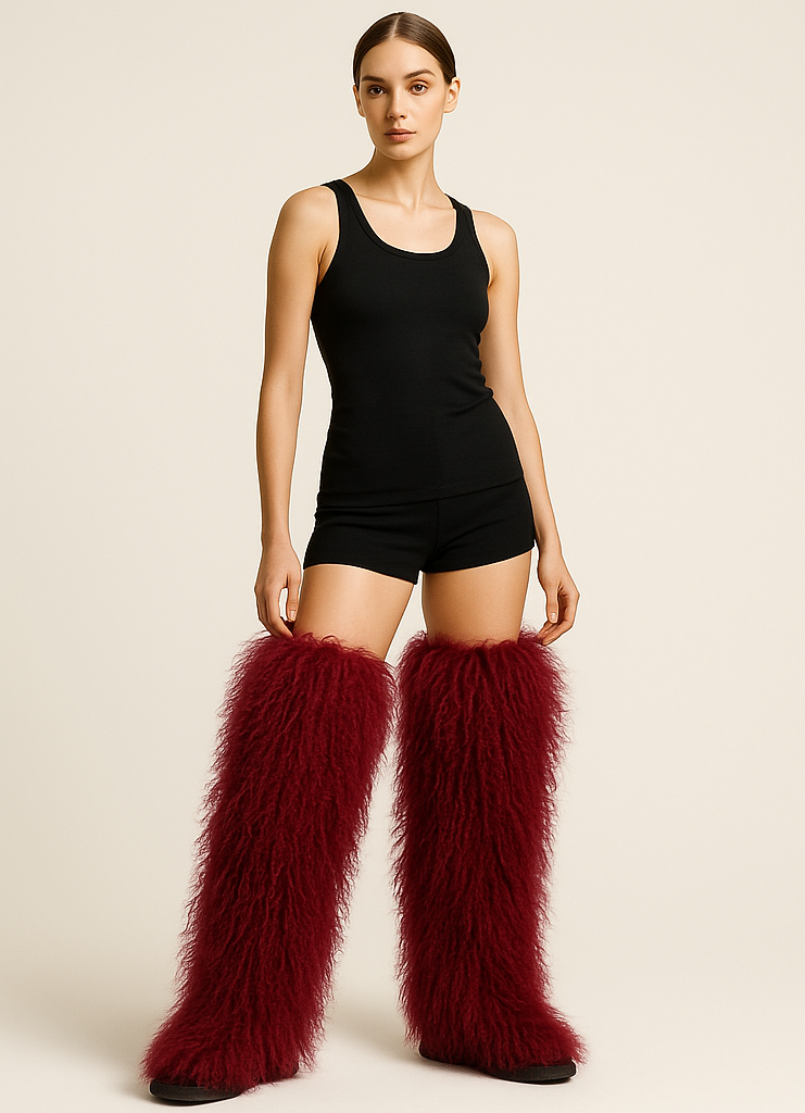 Mongolian Wool Thigh High Boots