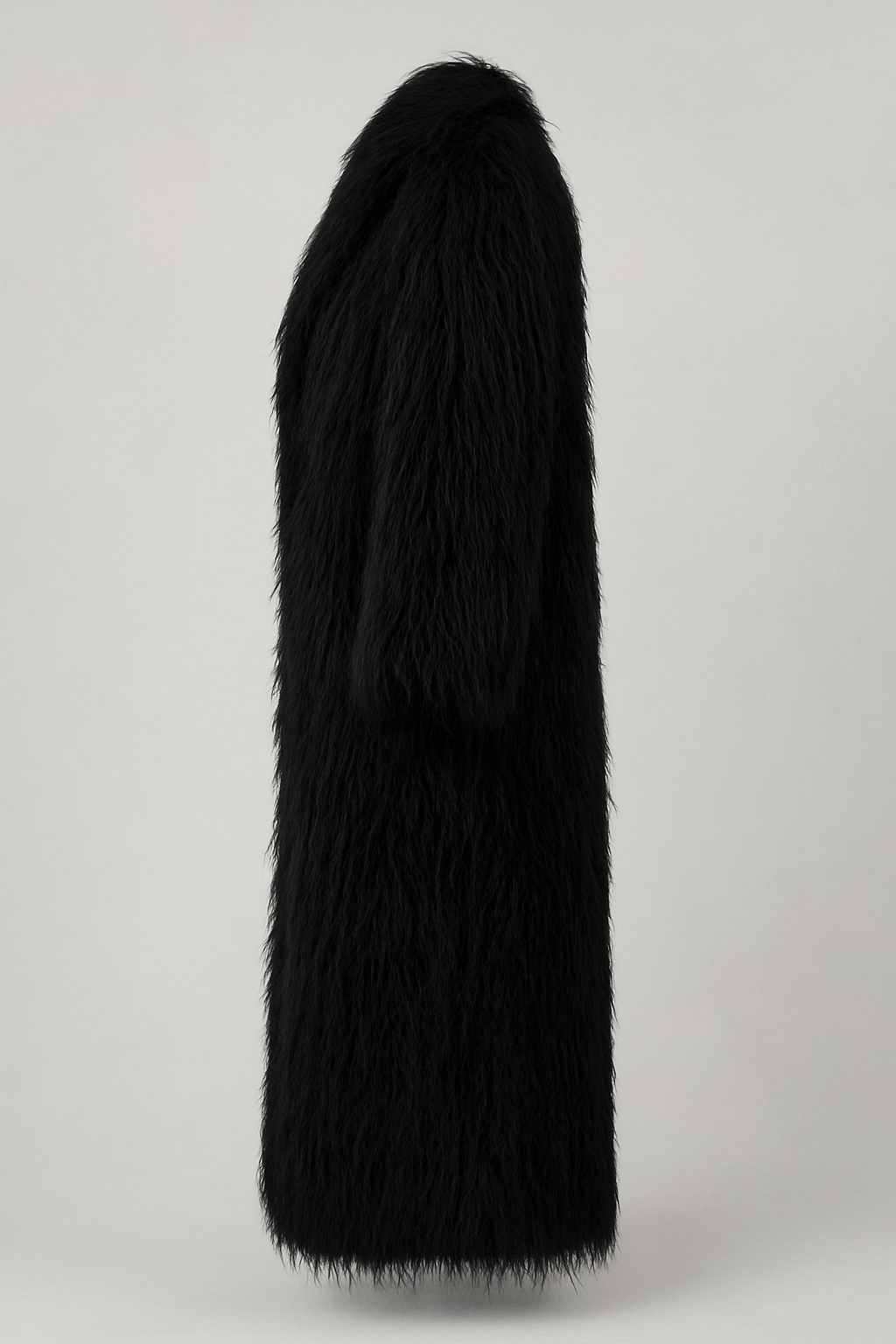 Black Shaggy Long Faux Fur Coat