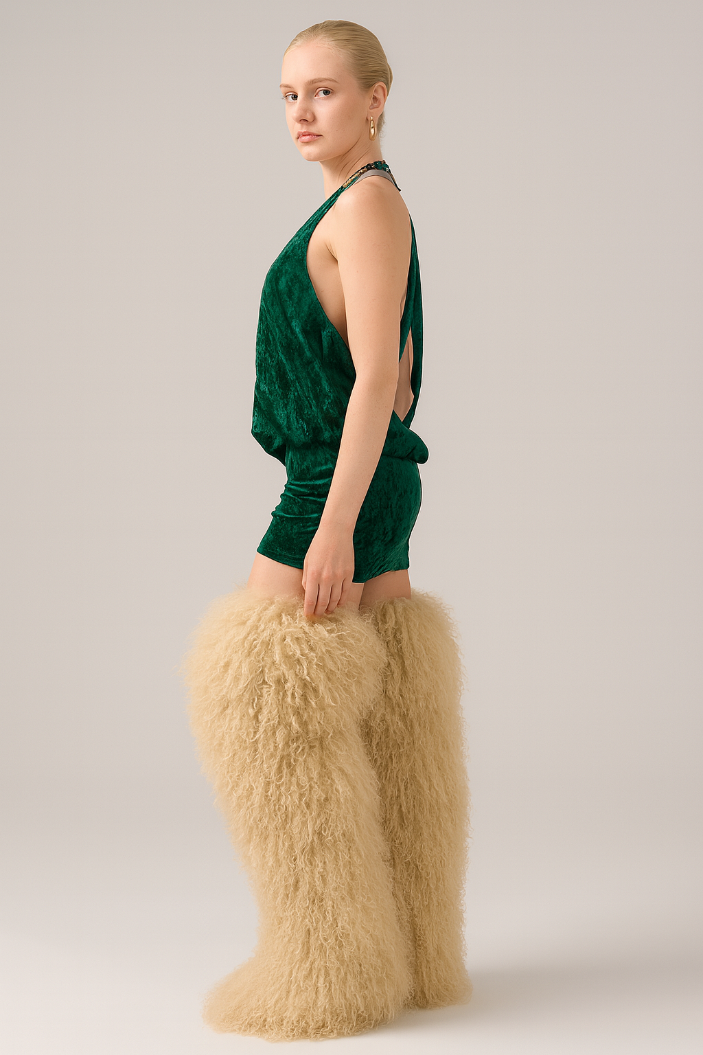 Mongolian Wool Thigh High Boots