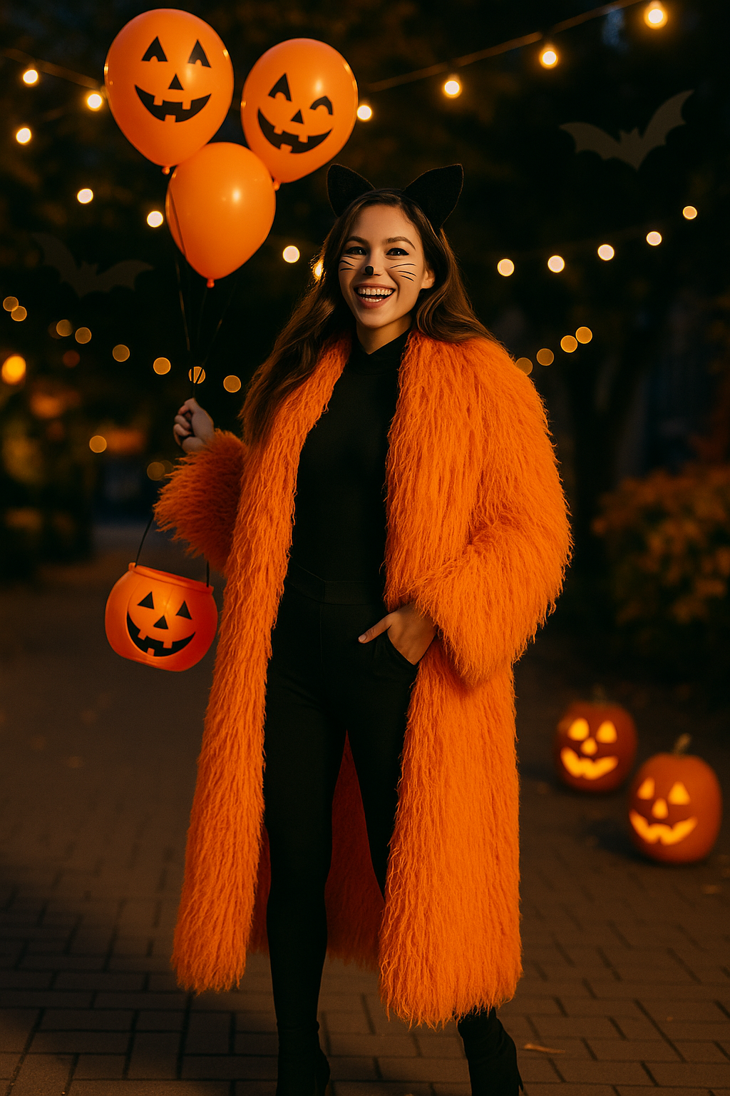 Pumpkin Spice Shaggy Faux Fur Long Coat
