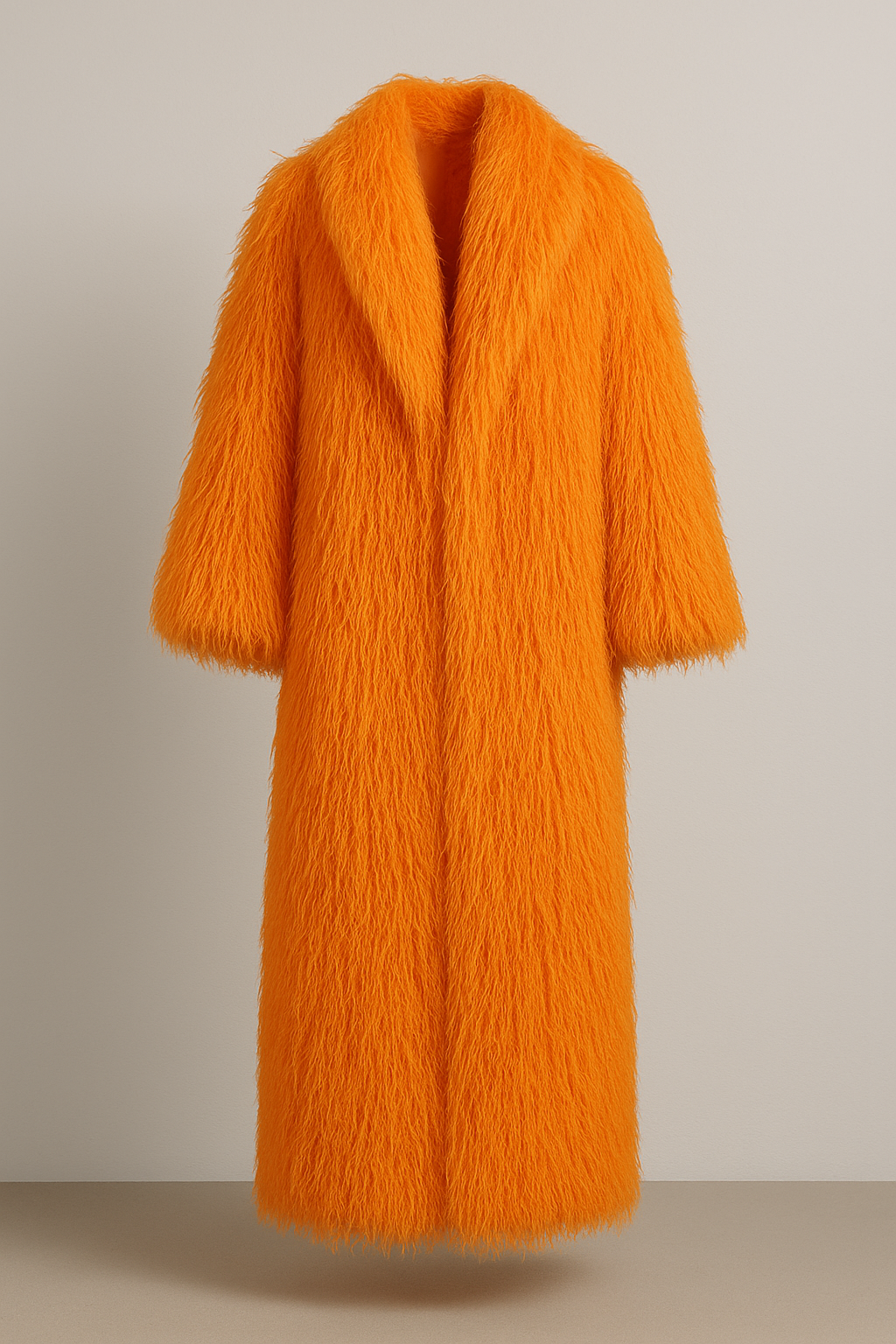 Pumpkin Spice Shaggy Faux Fur Long Coat