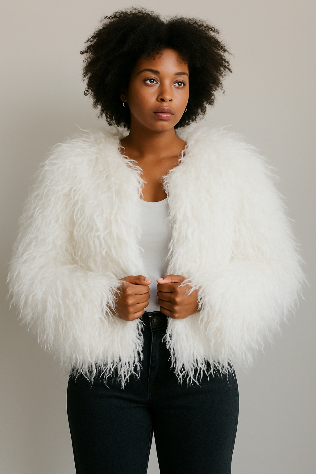 Ivory Luxe Shaggy Faux Fur Jacket