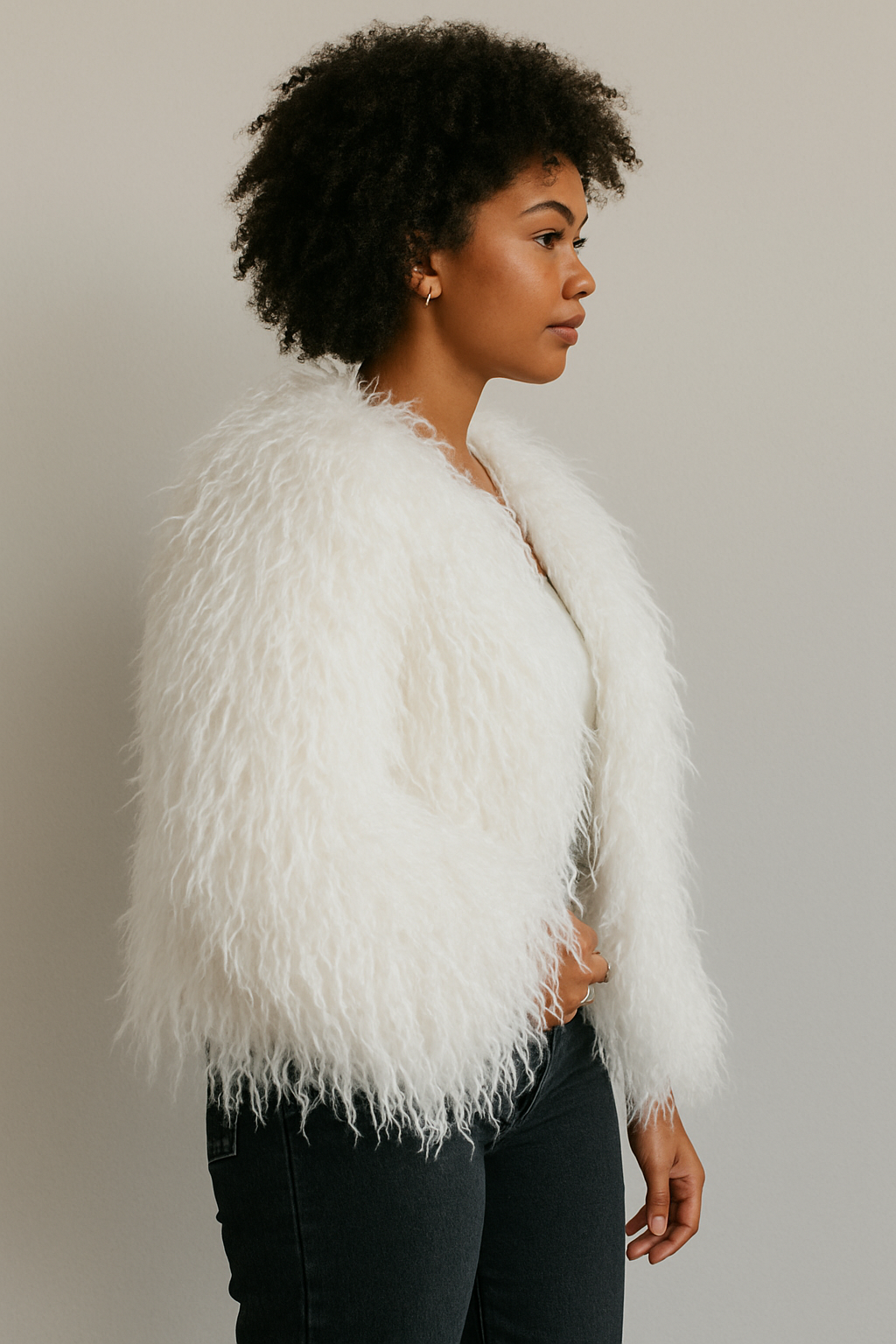 Ivory Luxe Shaggy Faux Fur Jacket