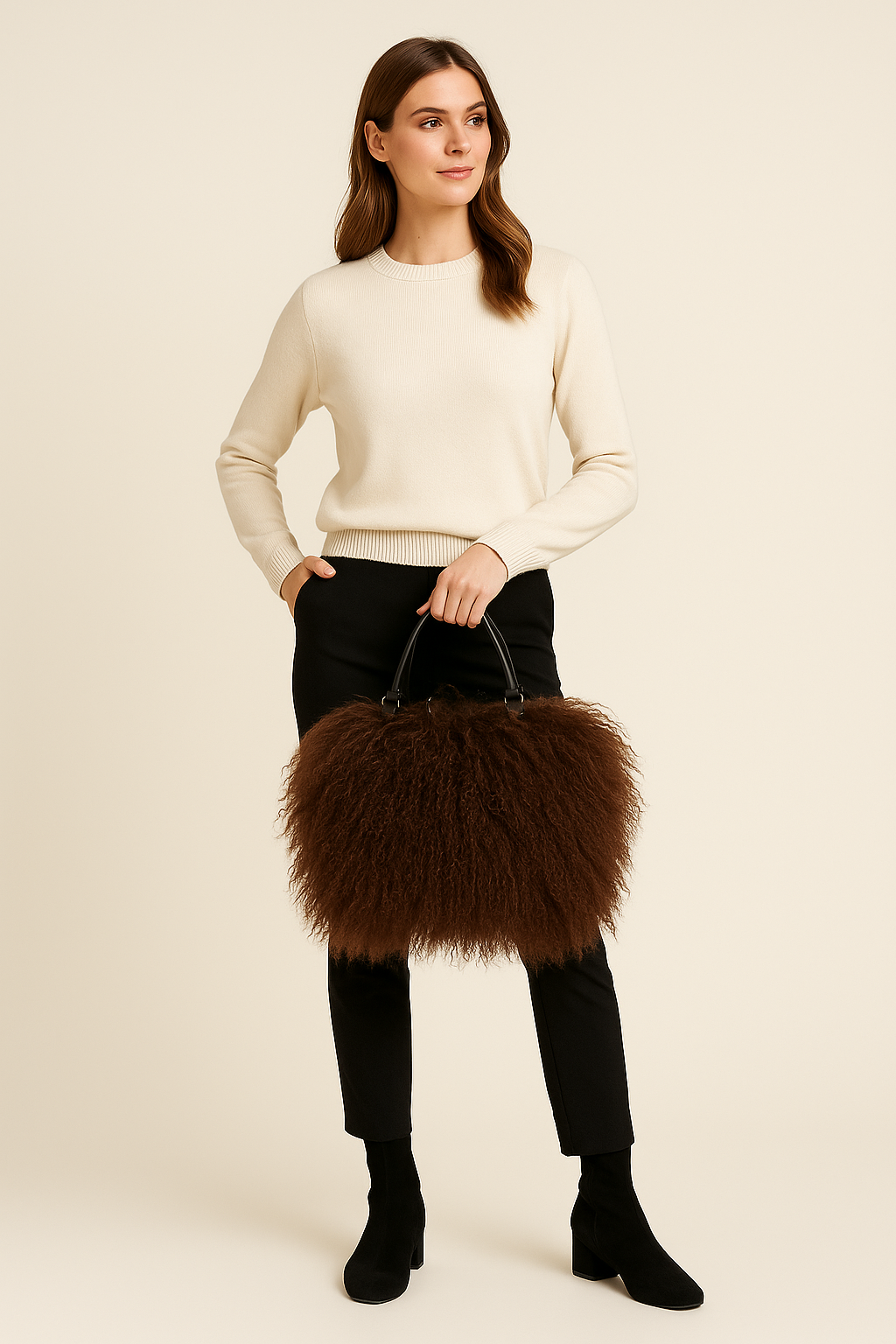 Mongolian Wool Tote Handbag