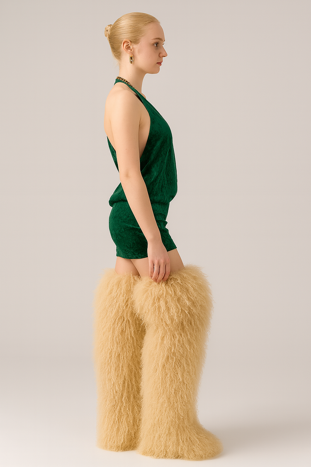 Mongolian Wool Thigh High Boots