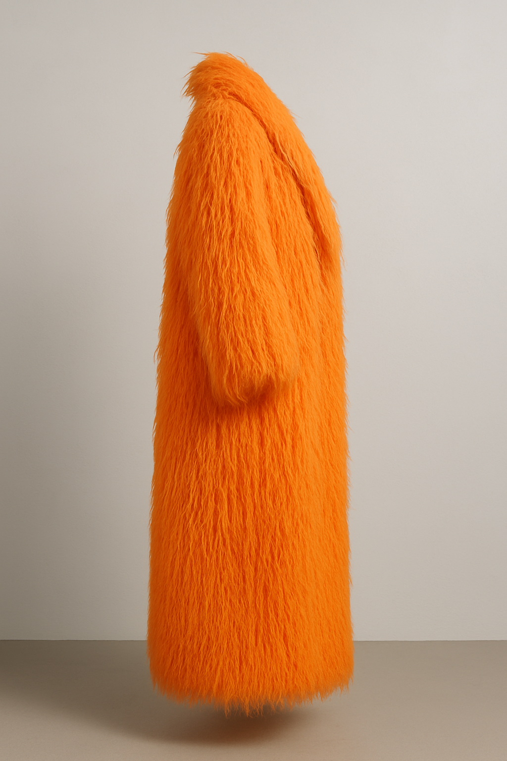 Pumpkin Spice Shaggy Faux Fur Long Coat