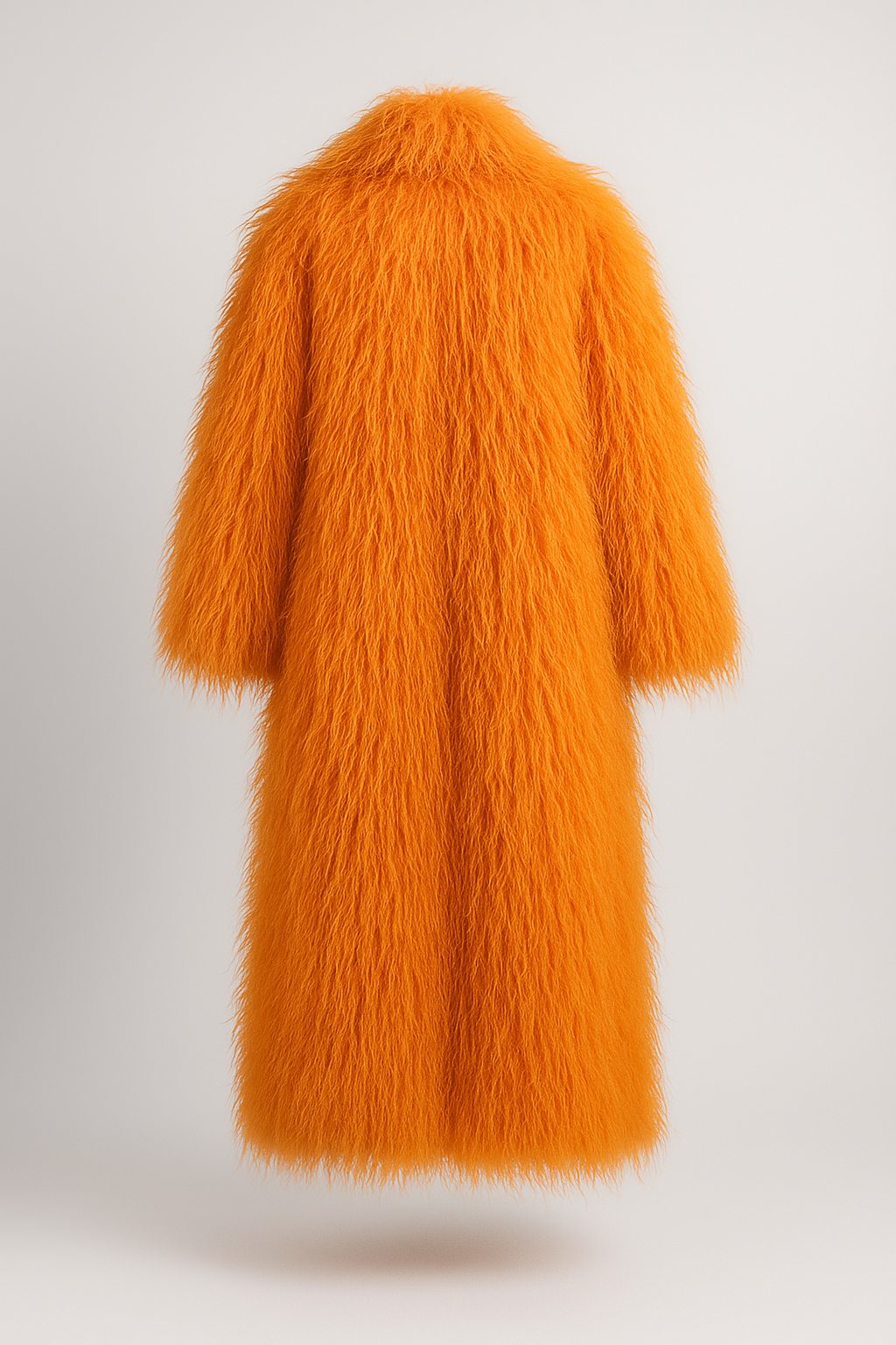 Pumpkin Spice Shaggy Faux Fur Long Coat