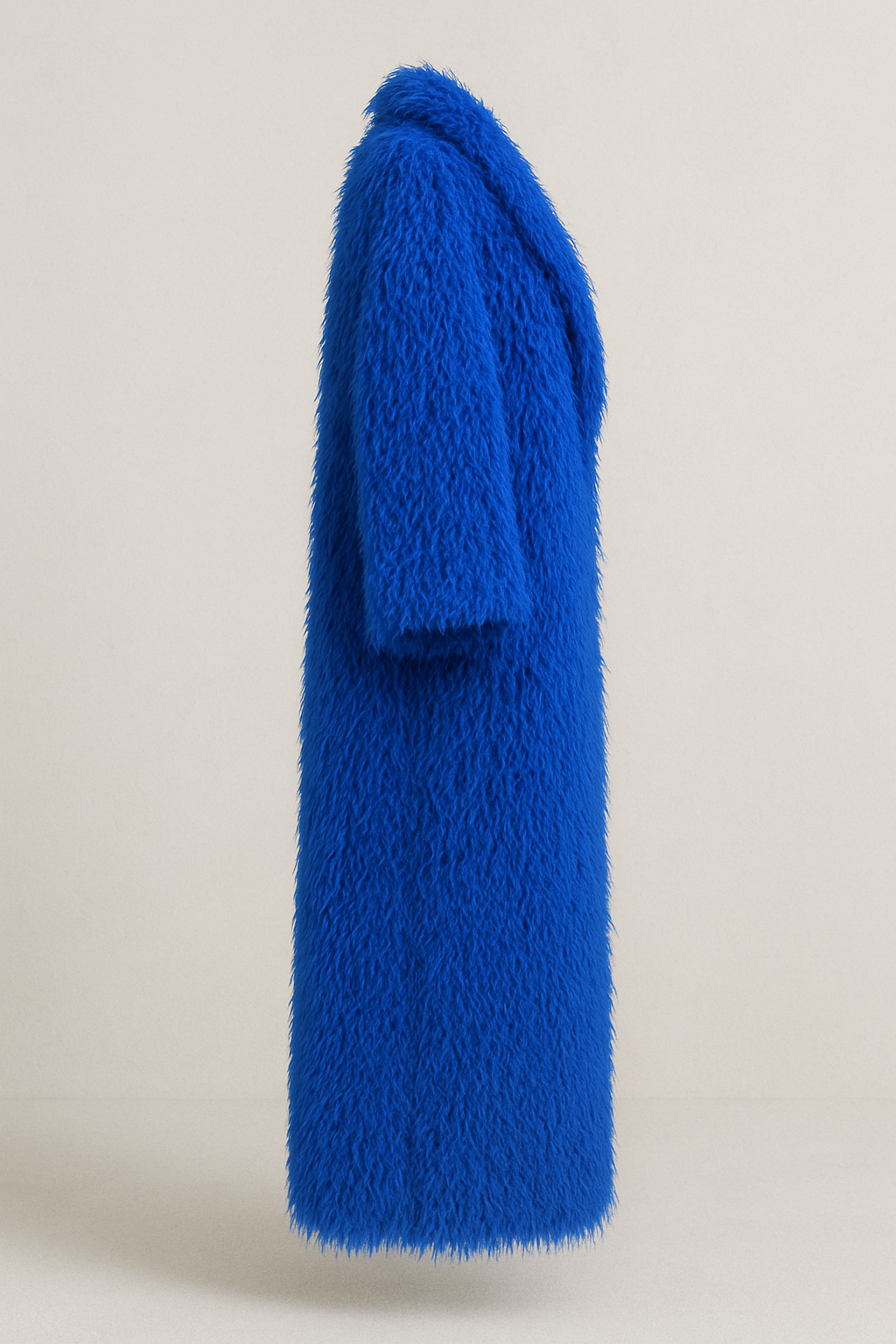 Royal Blue Long Shaggy Faux Fur Coat