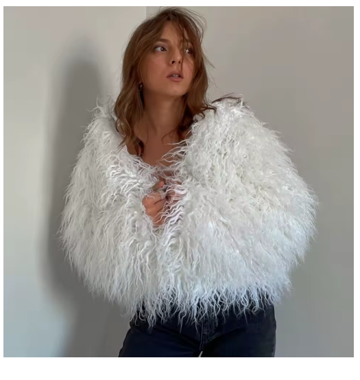 Ivory Luxe Shaggy Faux Fur Jacket
