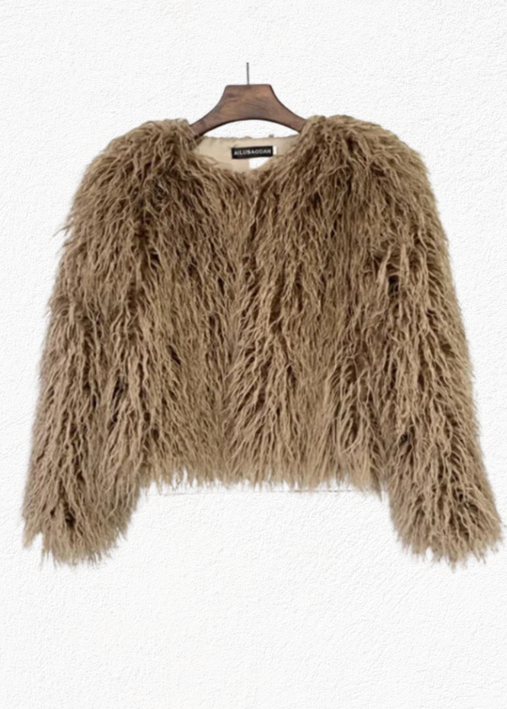 Camel Shaggy Cropped Jacket