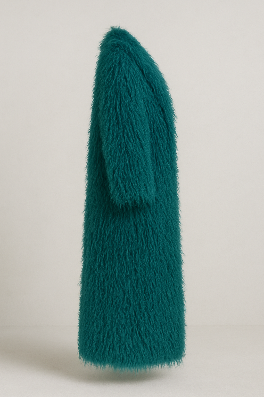 Teal Faux Fur Shaggy Long Coat